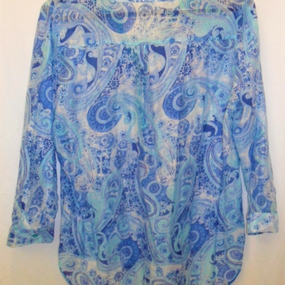 GRAND & GREENE Hi Lo Paisley  Coverup Tunic Top - Picture 2 of 5
